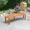 Wooden Outdoor Curved Fire Pit Bench with Slatted Seat and Adjustable Foot-pad 2-Seater for Porch or Garden